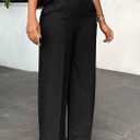 Unybwonn Women Wide Leg Dress Pants High Waisted Straight Leg Business Slacks Work Pants Casual Button Down Trousers (Black, M)