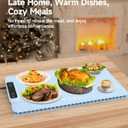 Premium Electric Warming Tray for Food - 5 Temp & 4H Timer, Anti-Scald Silicone Portable Food warmer Mat, Safety Lock, Roll-Up Design - Food Warming Mats for Countertop & Buffet Party Gathering (Baby Blue)