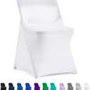 Peomeise Stretch Spandex Folding Chair Cover for Wedding Party Dining Banquet Event (White,12pcs)