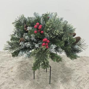 HMASYO 2 Pack Pre-Lit Artificial Christmas Tree Urn Filler, Lighted Christmas Flocked Pine Trees Planter Filler with 50 LED Lights, Weatherproof Sparkle for Entryways, Patios Outdoor Christmas Decor