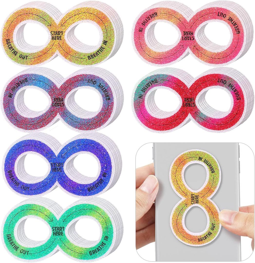36 Pcs Sensory Strips Infinity Rainbow Anxiety Mindfulness Stickers Adults Stress Breathing Stickers Fidget Adhesives Rough Textured Tape for Classroom Desk Office Computer(Figure of Eight)