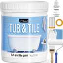 DWIL Tub and Tile Refinishing Kit, Quick-Dry Tile Paint for Wall & Floor, Sink Bathtub Paint for Bathroom, Kitchen, Toilets, Water Based, Semi-Gloss White, 50-55sq.ft, 33oz
