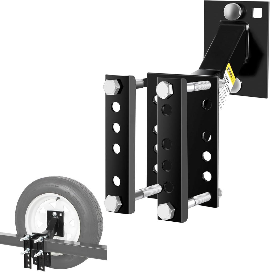 MaxxHaul 70214 Powder Coat Black Trailer Spare Tire Carrier For 10 inch and 12 inch Utility Trailer Tires