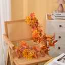 SUQ I OME 1 Pack of Artificial Fall Maple Leaf Plants Fake Garlands, 6 Feet for Halloween Thanksgiving Day Party Art Decor