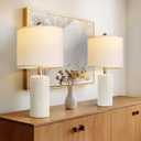 G-SAFAVA 20.5" Small Table Lamps for Living Room Lamp Set of 2 Ceramic Lamps for Bedroom Bedside Lamps Modern Boho Lamps for Night Stands Farmhouse Nightstand Lamp Side End Table Lamp, White