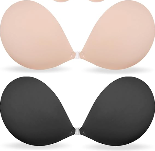 MITALOO Adhesive Bra Sticky Strapless Invisible Push up Bras for Women (Beige Black)