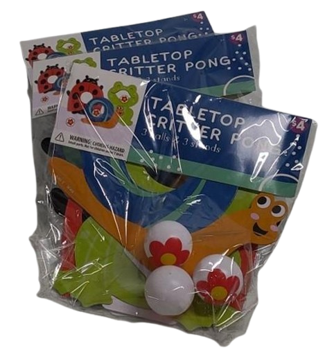 TABLETOP CRITTER PONG 3balls & 3 stands (4Pack)