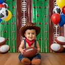 Boao 2 Pack Football Party Decorations 3.3x6.6 ft Shiny Tinsel Backdrop Green and Brown Football Tinsel Foil Fringe Curtains Backdrop Photo Props for Sports Rugby Birthday Party Home Decorations