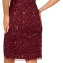 Adrianna Papell Women's Bead Mesh Dolman Sheath (Purple, M)