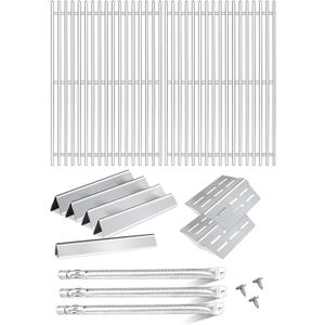 Flavorizer Bars,Heat Deflectors,Grill Burner and Grill Grid for Weber Genesis 300 Series Grills with Front Control Knob, Genesis S310 S320 S330 E310 E320 E330