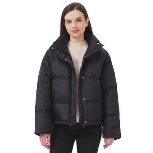 ANYIELIEMO Womens Oversized Down Puffer Jacket, Winter Coat Stand Collar (Black, S)