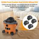 4-Pcs 12388 & 12293 Caster Wheel Replacement for Ridgid Wet/Dry Shop Vac, Fits 620 Gallon Models WD16650 WD06350 WD1635