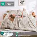 MILDLY Boho Duvet Cover Oatmeal - Tufted Geometric Textured King Size Comforter Cover Set with Corner Ties & Zipper Closure