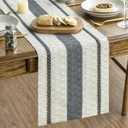 Artoid Mode Dark Grey Farmhouse Woven Rustic Table Runner, Seasonal Holiday Hollow Kitchen Dining Table Decoration for Home Party Decor 12x48 Inch