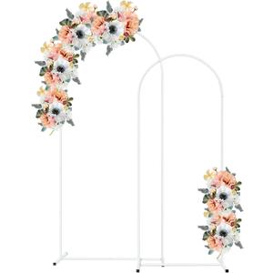 Metal Arch Backdrop Stand Wedding Balloon Arch Stand Set of 2 (5FT,6FT) for Indoor & Outdoor White Arched Backdrop Frame for Party Birthday Baby Shower Ceremony Garden Decorations