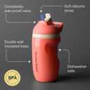 Tommee Tippee Insulated Sporty Spill-Proof 9oz Straw Training Sippy Cups for Toddlers 1-3, Sporty Carry Handle, Bite Resistant Spout, Flip Lid Keeps Straw Clean, BPA Free, Blue and Red, Pack of 2