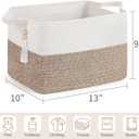 Mkono Woven Storage Basket, Cube Cotton Rope Basket for Shelves, Clothes, Toys, Towels, Books, Rectangle Bin with Handles for Organizing, Decorative Gift, 13'' x 10'' x 9'', Brown and White (1 Pack)