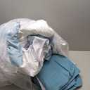 Andency Full Size Comforter Set Light Blue - 7 Pieces Striped Lightweight Bed in a Bag, Soft Microfiber Reversible Bedding Set with Comforter, Fitted & Flat Sheet, Pillowcases & Shams