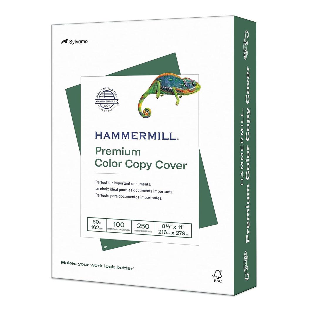 Hammermill, 122549, Premium Color Copy Cover, 100 Bright, 60lb, 8.5 x 11, 250/Pack, Sold As 1 Pack