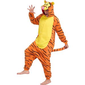Raccoon Adult Onesie Unisex Pajamas Animal Cosplay Christmas Halloween Costume Cartoon Sleepwear for Women Men Orange M