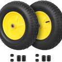 4.80/4.00-8 Tire & Wheel, Set of 2 Heavy Duty Pneumatic Rubber Wheels, 16 in Wheelbarrow Tires with 5/8" Bearings, Compatible with Hand Truck, Wagon, Dolly, Garden Cart, Dump Cart