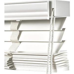 Wood Indoor Window Blinds 2" Slats, 16" 24" 28" 34" 40" 48" 52" 55" 62" 68" 70" 76" Cordless Horizontal Shades, Privacy Blackout Wooden Venetian Blind for Bedroom Bathroom Office(White)