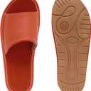 Sandals Women Men, Genuine Leather Slippers, House Slippers for Women Indoor Outdoor, Unisex Soft Flat Sandals (Orange)