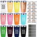 12 Set Employee Appreciation Gifts Bulk, Christmas Gifts for Coworkers Teachers Nurses, 20 OZ Inspirational Stainless Steel Tumbler Makeup Bags Pen Thank You Gift For Women Men Team Staffs (Sometimes)