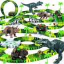 Dinosaur Toys for Kids 3-5, Glow in The Dark Flexible Train Track Playset, 2 Dinosaur Car for 3 4 5 6 7 Year & Up Old Boys & Girls Best Gift