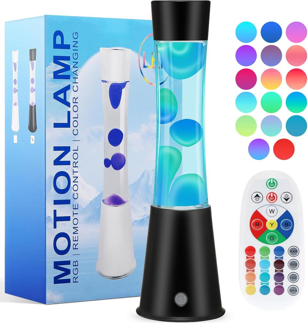 17 Colors Changing Liquid Motion Lamp with Remote,15.6" LED Night Light Relaxing Table Lamp for Kids & Adults, Liquid Light for Bedroom Home Decor (Black)