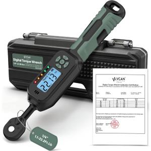 1/4 Torque Wrench Digital(1.1-22.2Ft.Lb) 1% Average test accuracy Digital Torque Wrench 1/4 Drive with Buzzer and Colorful LED Indicator/Track Mode for Bike Moto Gunsmithing