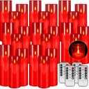 24-Pack Red Flameless LED Candles - Remote Control & Timer, Realistic Flickering for Chinese New Year Decor, Valentine's Day, Romantic Home Ambiance, Fireplace Mantel & Festive Centerpieces