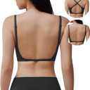 Women's Wireless Seamless T-Shirt Bra, Full Coverage V-Neck Ribbed Comfort, Smooth Back Support (Black, L)