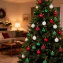 Christmas Tree Decorations Ornament Set, 60ct 2.36 Inches Red Green and White Shatterproof Christmas Ball Ornaments, Hanging Ball for Xmas Holiday Wedding Party Decor