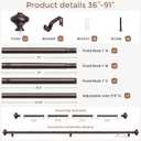 Bronze Curtain Rods for Windows 48 to 84 Inch, Decorative Heavy Duty Single-Side Adjustable 1'' Antique Brown Curtain Rod, Vintage Rustic Metal Drapery Pole for Farmhouse Bedroom Living Room