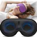 YFONG Weighted Sleep Mask, Women Men 3D Eye Mask Blocking Lights Sleeping Mask (4.2oz/120g), Pressure Relief Night Sleep Eye Mask with Adjustable Strap, Eye Cover Blindfold for Travel Nap Yoga, Purple