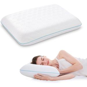 EGOHOME Standard Bed Pillow Size-Memory Foam Made in USA-for Side, Back and Stomach Sleepers, Neck Support with Washable & Removable Cover, Medium Soft, 1 Pack, White 4 Pound