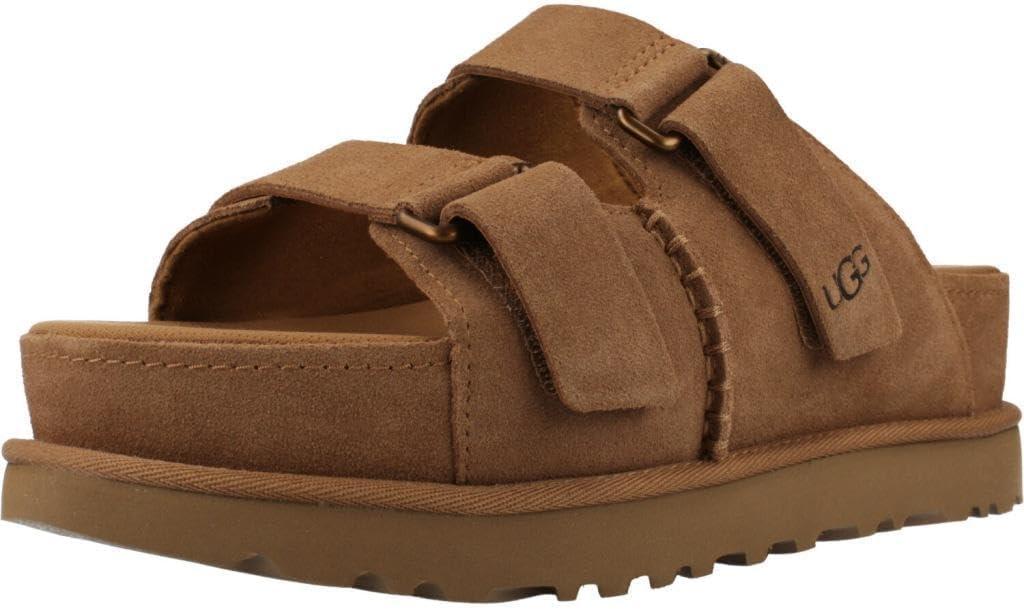 UGG Women's GOLDENSTAR HI Slide Sandal, Chestnut, 12