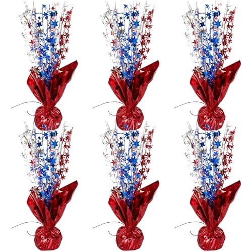 Gyufise 6 Pack Metallic Foil Spray Centerpiece Star Table Decoration Burst Table Centerpieces Table Decor for Birthday Wedding Anniversary Graduation Holiday Party Supplies Red Blue Silver