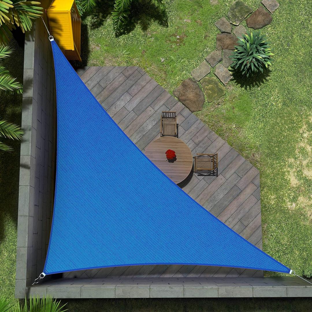 Amgo 20' x 20' x 28.3'Blue Right Triangle Sun Shade Sail Outdoor Canopy Awning UPF50+ AGTAPRT20, 95% UV Blockage, Water & Air Permeable, Commercial Standard Heavy Duty (We Make Custom Size)