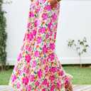 PRETTYGARDEN Women's 2025 Summer Flowy Wide Leg Palazzo Pants Dressy Casual Elastic High Waisted Pockets Boho Beach Trousers (Floral White Purple,Small) 