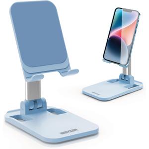 Folding Cell Phone Stand,Adjustable Angle Height Phone Stand/Portable Phone Holder Suitable for All Smartphones（Blue）