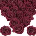 100pcs Burgundy Glitter Roses 2.56" Foam Glitter Flowers Fake Roses Artificial Roses for Bridal Shower Centerpieces DIY Wedding Flower Floral Arrangements