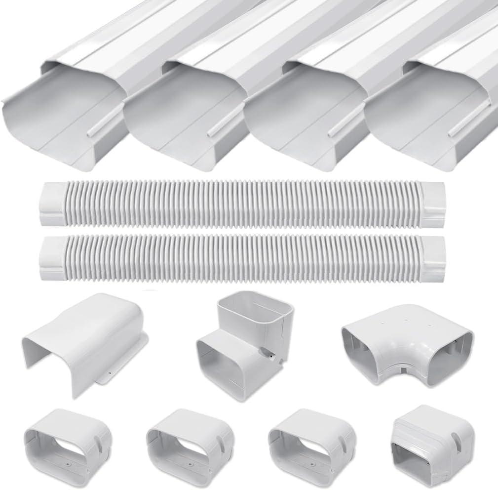 4'' 17 Ft Mini Split Line Cover Set Kit, Ductless Pipe Cover for Mini Split Line, Line Set Cover for Mini Split Air Conditioner, Central AC Pipe Cover