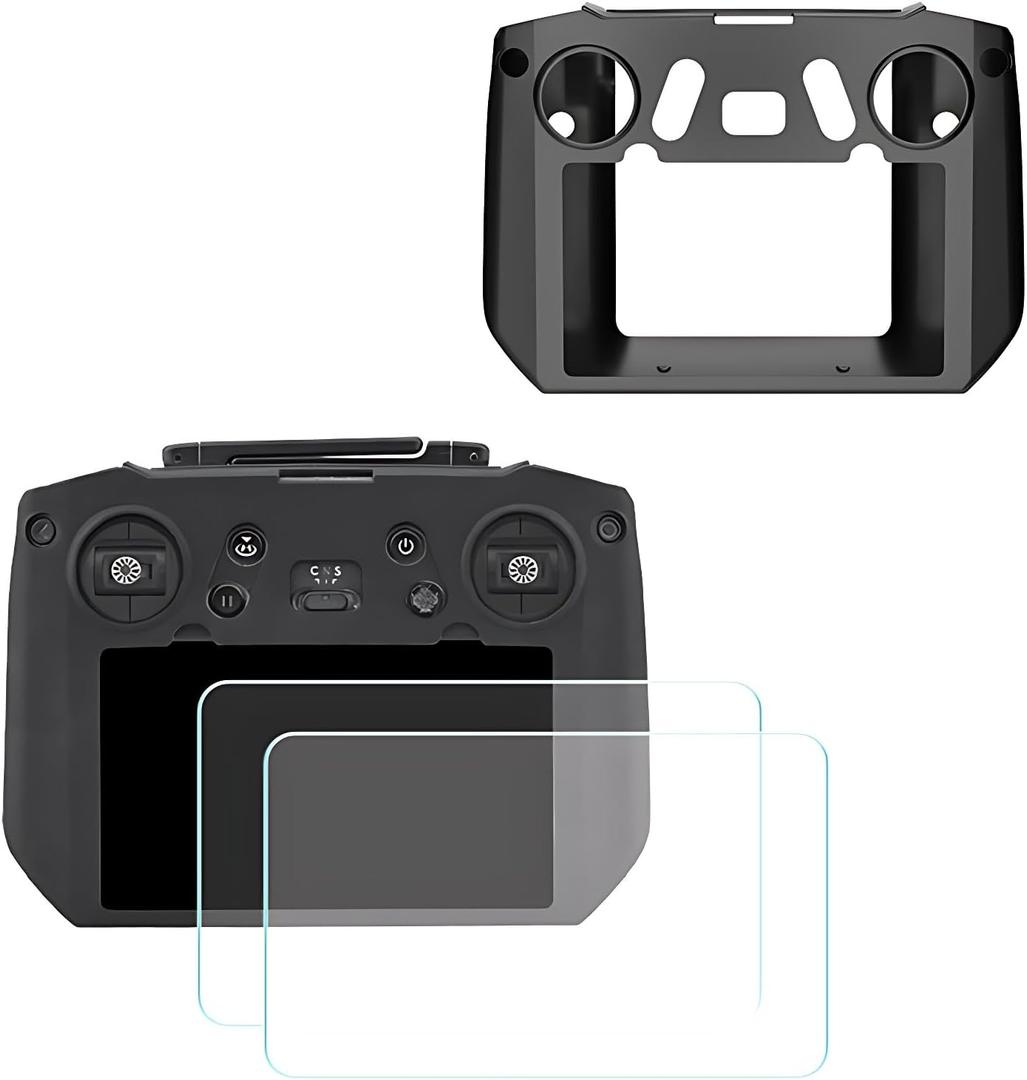 DJI RC Pro Silicone Protective Cover+HD Screen Tempered Films for DJI Mini 3 Pro/Mavic 3 Pro/Mavic 3 Cine/DJI Air 2s DJI RC Pro Controller Protective Case(Black)