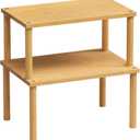 Cabinet Organizer Shelf(Set of 2),Kitchen Counter Shelves,Bamboo Stackable Expandable Spice Rack Countertop(Medium) (11.8"W, Natural)