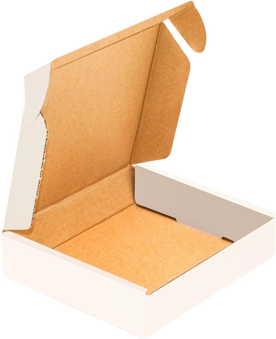 50 pack Small Shipping Box,4x4x1'',Corrugated Mailer,YUNSY-BOX Cardboard Box, White,for Small Business