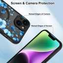 OOK Magnetic Case Fit for iPhone 14 6.1 Inch (Compatible with MagSafe) Soft TPU and Hard PC Phone Cover with Blue Floral Flowers Anti-Scratch Shockproof Protection Case for Women