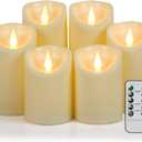 DRomance 6 Pack Flameless Pillar Candles Battery Operated with 10-Key Remote and Timer LED Flickering Candles Ivory Plastic Dinner Wedding Holiday Indoor Decor(3" D x 4", 5", 6" H)