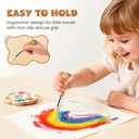 JUPITEARTH Jumbo Paint Brushes for Kids, Easy Grip Round and Sponge Toddler Paint Brushes with Natural Wood Handles for Washable Paint and Acrylic Paint, 6 Pcs